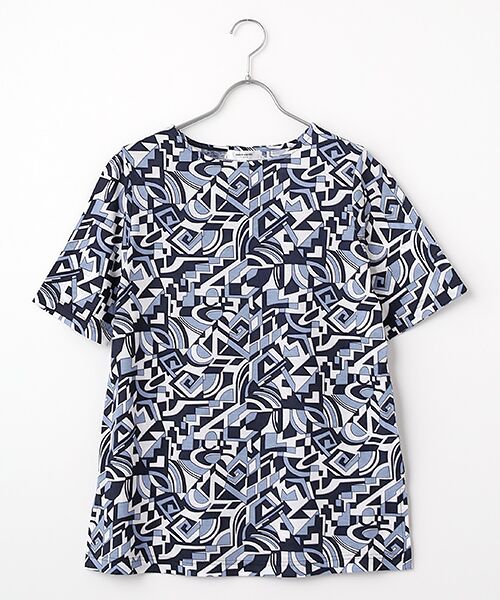 pierre cardin signe / ピエール・カルダン シーニュ カットソー | SZ強撚天竺幾何柄カットソー（グレー）
