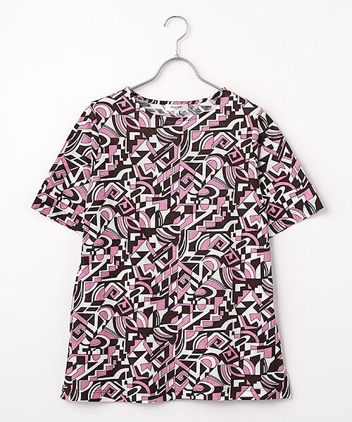 pierre cardin signe / ピエール・カルダン シーニュ カットソー | SZ強撚天竺幾何柄カットソー（ピンク）