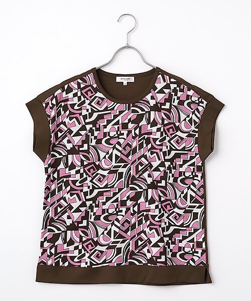 pierre cardin signe / ピエール・カルダン シーニュ カットソー | SZ強撚天竺幾何柄カットソー（ピンク）
