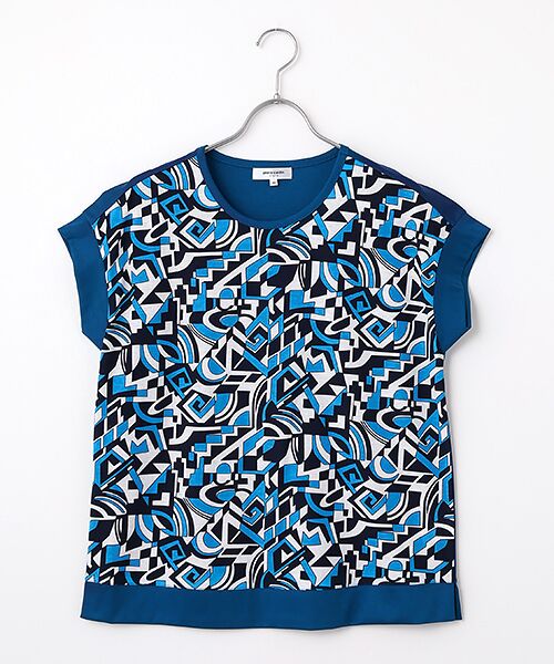 pierre cardin signe / ピエール・カルダン シーニュ カットソー | SZ強撚天竺幾何柄カットソー（ブルー）
