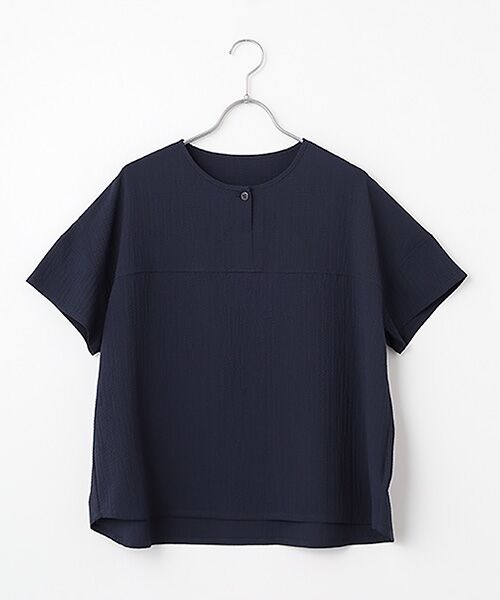 pierre cardin signe / ピエール・カルダン シーニュ シャツ・ブラウス | ポップコーンブラウス（ネイビー）