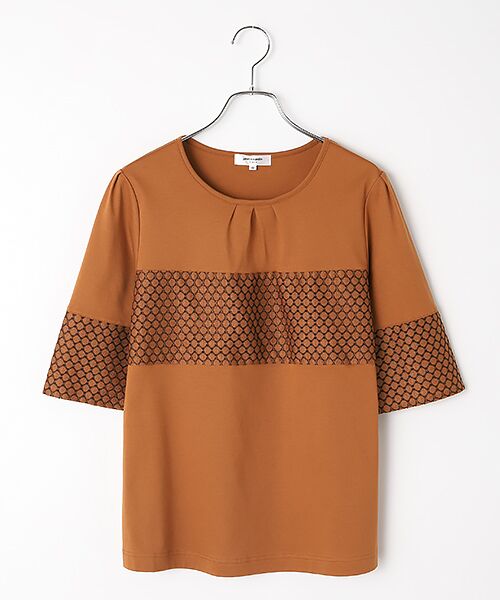 pierre cardin signe / ピエール・カルダン シーニュ カットソー | ラッセルレースカットソー（キャメル）