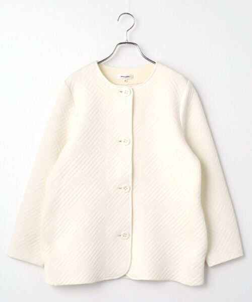 pierre cardin signe / ピエール・カルダン シーニュ ノーカラージャケット | インレイジャケット（オフホワイト）