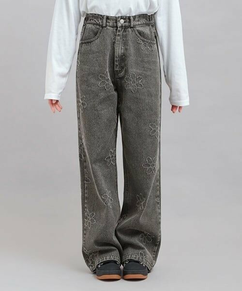 PINK-latte / ピンク ラテ その他パンツ | フラワー柄デニムロングパンツ | 詳細1