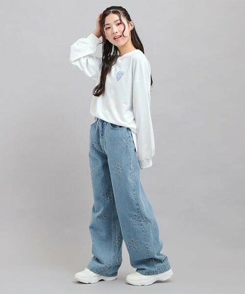 PINK-latte / ピンク ラテ その他パンツ | フラワー柄デニムロングパンツ | 詳細10