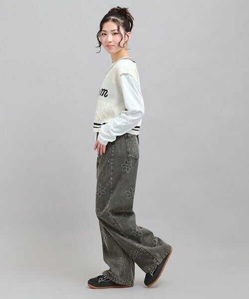 PINK-latte / ピンク ラテ その他パンツ | フラワー柄デニムロングパンツ | 詳細14