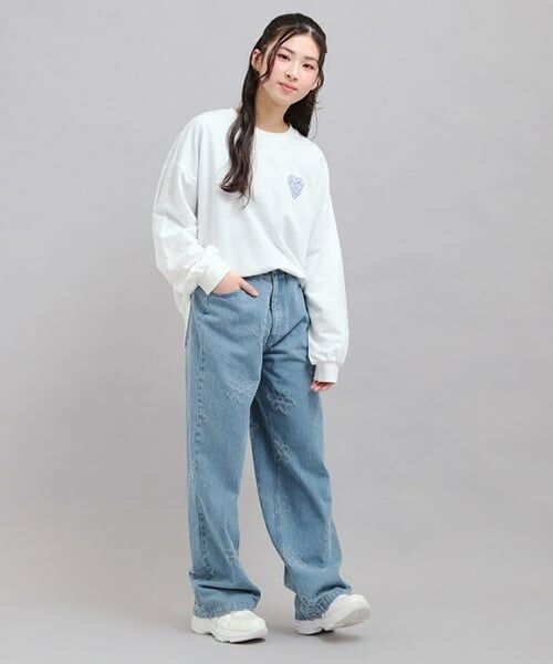 PINK-latte / ピンク ラテ その他パンツ | フラワー柄デニムロングパンツ | 詳細9