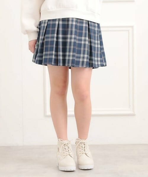 PINK-latte / ピンク ラテ ミニ・ひざ丈スカート | 微起毛プリーツスカート（ブルー）