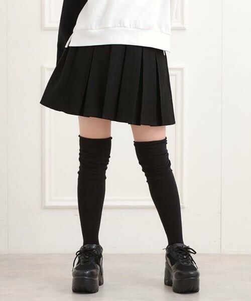 PINK-latte / ピンク ラテ ミニ・ひざ丈スカート | 微起毛プリーツスカート（黒）
