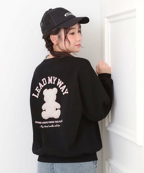 PINK-latte / ピンク ラテ スウェット | ボアくまちゃんアップリケ裏起毛トレーナー | 詳細12