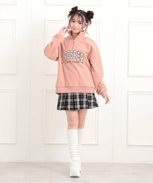 PINK-latte / ピンク ラテ スウェット | ハーフジップフリーストレーナー | 詳細13