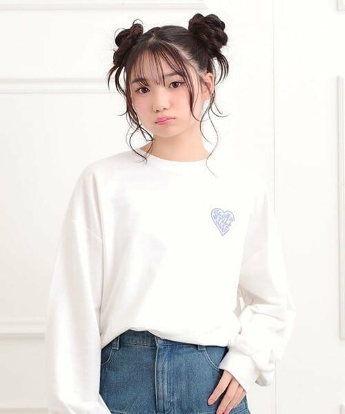 PINK-latte / ピンク ラテ スウェット | メルトハートビッグチュニックトレーナー（オフ ホワイト）