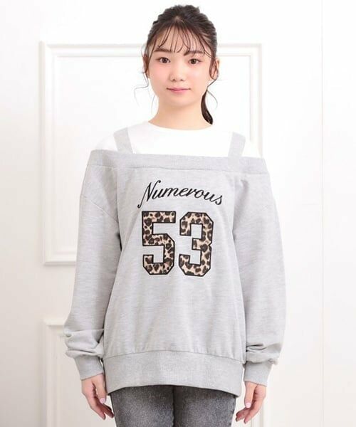 PINK-latte / ピンク ラテ スウェット | ナンバリングレイヤード風プルオーバー | 詳細1