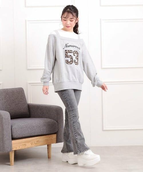 PINK-latte / ピンク ラテ スウェット | ナンバリングレイヤード風プルオーバー | 詳細10