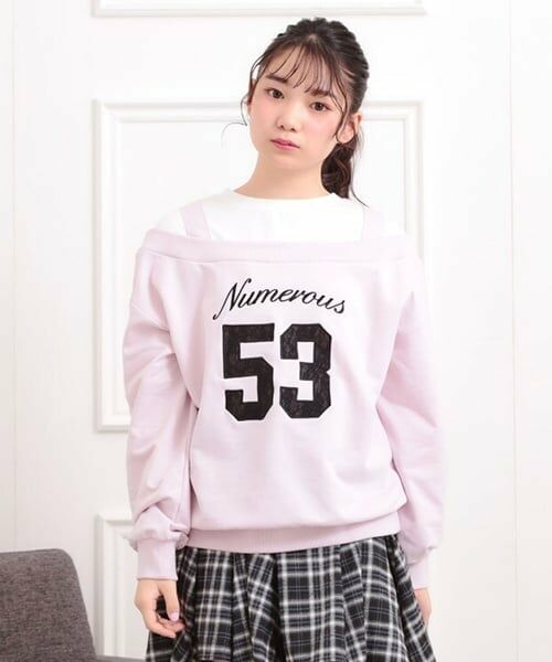 PINK-latte / ピンク ラテ スウェット | ナンバリングレイヤード風プルオーバー | 詳細16