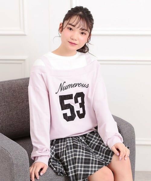 PINK-latte / ピンク ラテ スウェット | ナンバリングレイヤード風プルオーバー | 詳細17