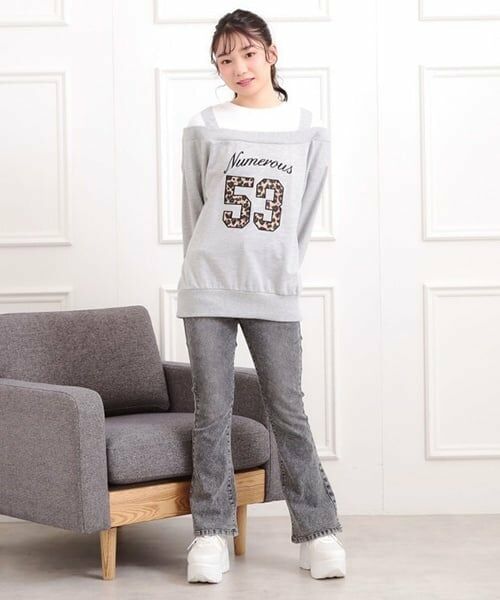 PINK-latte / ピンク ラテ スウェット | ナンバリングレイヤード風プルオーバー | 詳細9