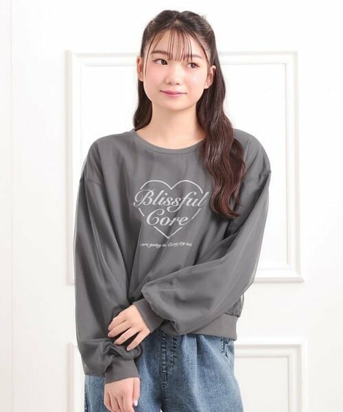 PINK-latte / ピンク ラテ スウェット | チュール重ねミニ裏毛トレーナー | 詳細11