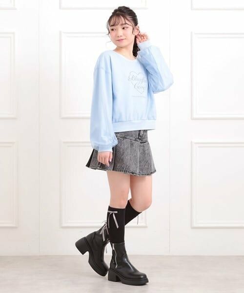 PINK-latte / ピンク ラテ スウェット | チュール重ねミニ裏毛トレーナー | 詳細14