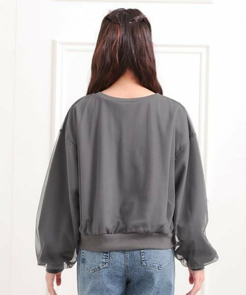 PINK-latte / ピンク ラテ スウェット | チュール重ねミニ裏毛トレーナー | 詳細3