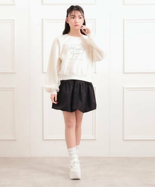 PINK-latte / ピンク ラテ スウェット | チュール重ねミニ裏毛トレーナー | 詳細9