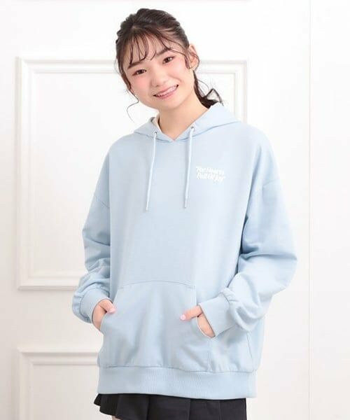 PINK-latte / ピンク ラテ パーカー | バック発泡プリントパーカー（サックス）