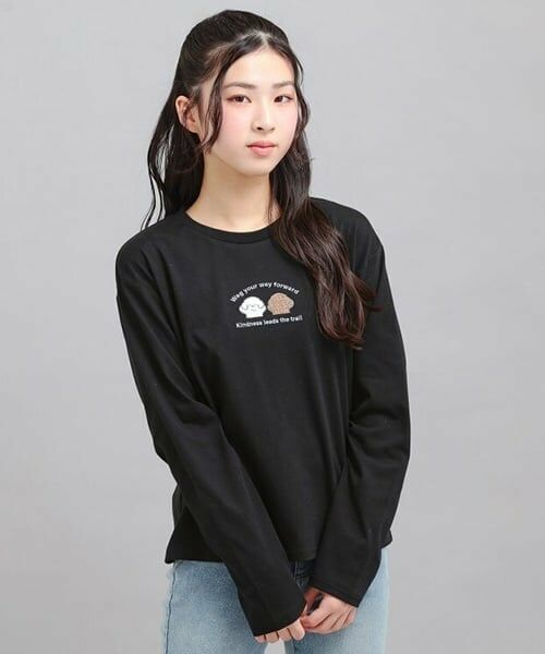 PINK-latte / ピンク ラテ Tシャツ | プチプラワンちゃんサガラロンT | 詳細7