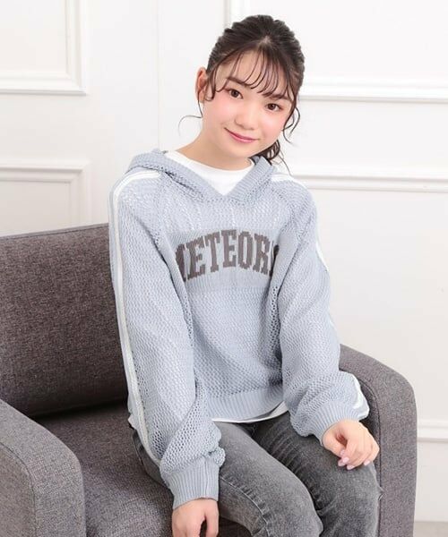 PINK-latte / ピンク ラテ パーカー | 【セットアイテム】メッシュニットパーカー＋ロンT（サックス）