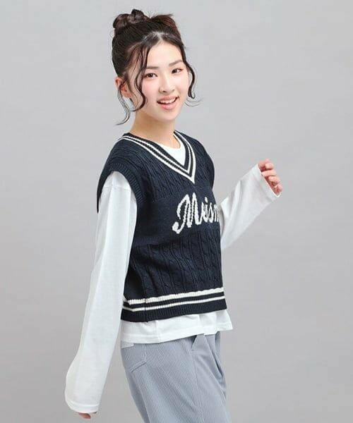 PINK-latte / ピンク ラテ Tシャツ | 【セットアイテム】ニットベスト＋ロンT | 詳細12