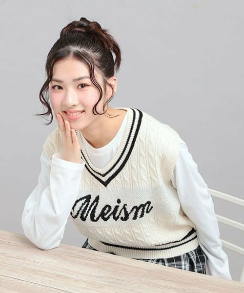 PINK-latte / ピンク ラテ Tシャツ | 【セットアイテム】ニットベスト＋ロンT（アイボリー）