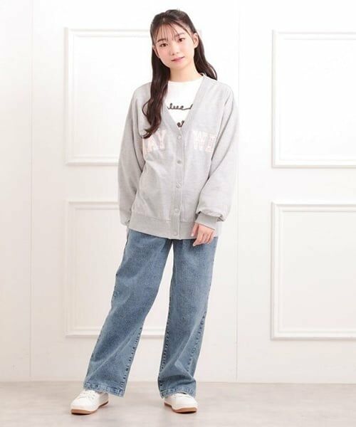 PINK-latte / ピンク ラテ カーディガン・ボレロ | Vネックカレッジアップリケ裏毛カーディガン | 詳細11