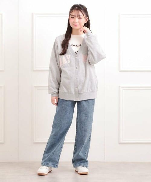 PINK-latte / ピンク ラテ カーディガン・ボレロ | Vネックカレッジアップリケ裏毛カーディガン | 詳細12