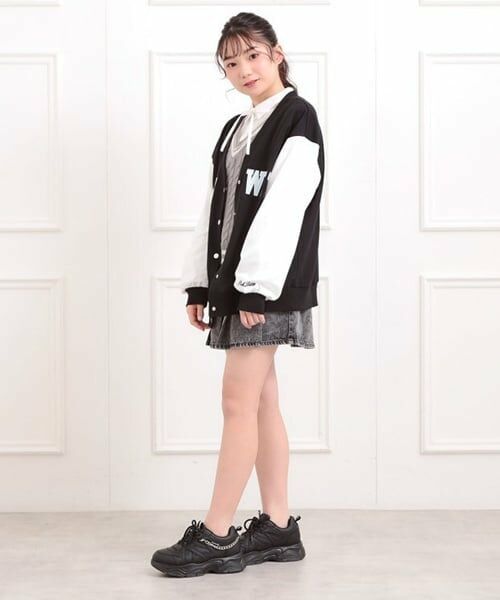 PINK-latte / ピンク ラテ カーディガン・ボレロ | Vネックカレッジアップリケ裏毛カーディガン | 詳細16