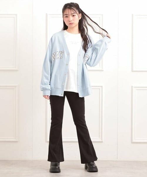 PINK-latte / ピンク ラテ カーディガン・ボレロ | Vネックカレッジアップリケ裏毛カーディガン | 詳細19