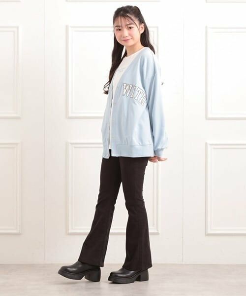 PINK-latte / ピンク ラテ カーディガン・ボレロ | Vネックカレッジアップリケ裏毛カーディガン | 詳細20