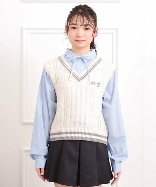 PINK-latte / ピンク ラテ シャツ・ブラウス | ニットベストレイヤード長袖シャツ | 詳細1