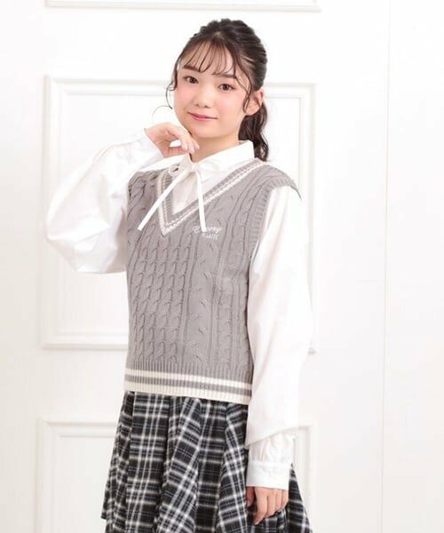 PINK-latte / ピンク ラテ シャツ・ブラウス | ニットベストレイヤード長袖シャツ | 詳細12