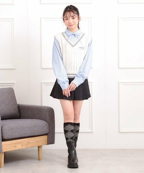 PINK-latte / ピンク ラテ シャツ・ブラウス | ニットベストレイヤード長袖シャツ | 詳細9