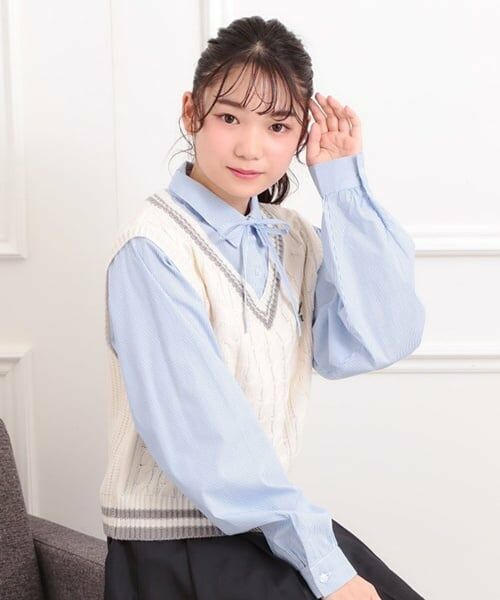 PINK-latte / ピンク ラテ シャツ・ブラウス | ニットベストレイヤード長袖シャツ（アイボリー）