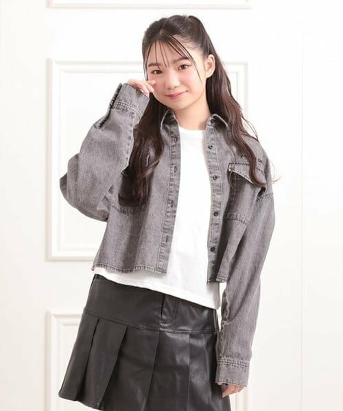 PINK-latte / ピンク ラテ シャツ・ブラウス | 【セットアイテム】短丈デニムシャツ＋ロンT（黒）