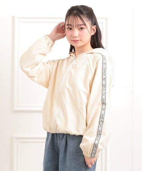 PINK-latte / ピンク ラテ ブルゾン | ロゴラインナイロンパーカーブルゾン（アイボリー）