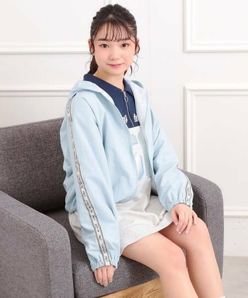 PINK-latte / ピンク ラテ ブルゾン | ロゴラインナイロンパーカーブルゾン（サックス）