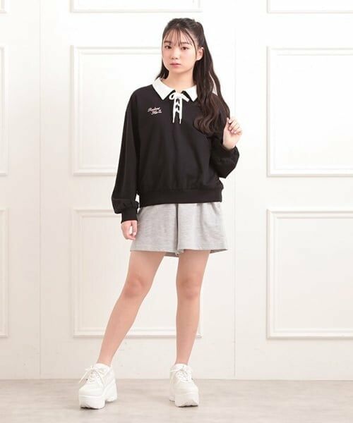 PINK-latte / ピンク ラテ ミニ丈・ひざ丈ワンピース | 【セットアイテム】ミニ裏毛レースアップ＋キュロットパンツ | 詳細19