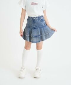 PINK-latte / ピンク ラテ ショート・ハーフ・半端丈パンツ | 裾フレアデニムスカート