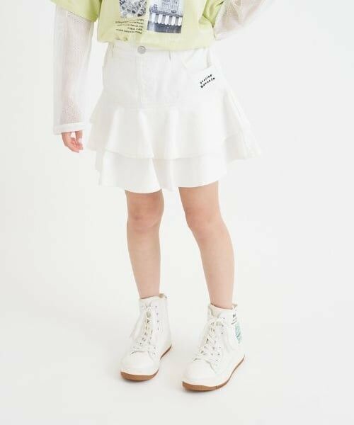 PINK-latte / ピンク ラテ ショート・ハーフ・半端丈パンツ | 裾フレアデニムスカート（オフ ホワイト）