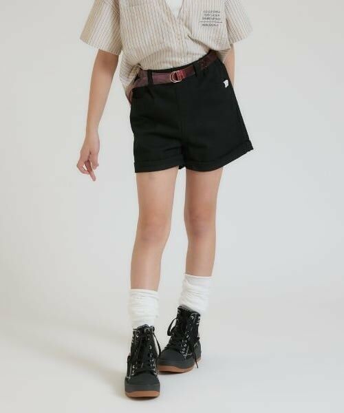 PINK-latte / ピンク ラテ ショート・ハーフ・半端丈パンツ | クリアベルトつきデニムショートパンツ（黒）
