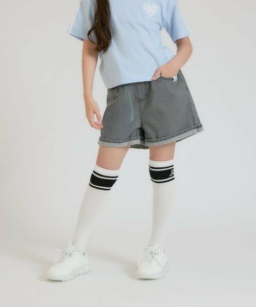 PINK-latte / ピンク ラテ ショート・ハーフ・半端丈パンツ | クリアベルトつきデニムショートパンツ（グレー）