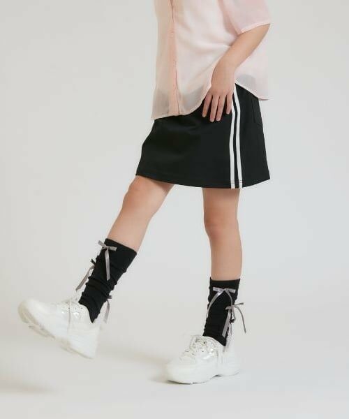 PINK-latte / ピンク ラテ ショート・ハーフ・半端丈パンツ | ラインストレッチ台形スカート（黒）