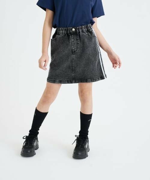 PINK-latte / ピンク ラテ ショート・ハーフ・半端丈パンツ | ラインストレッチ台形スカート（グレー）