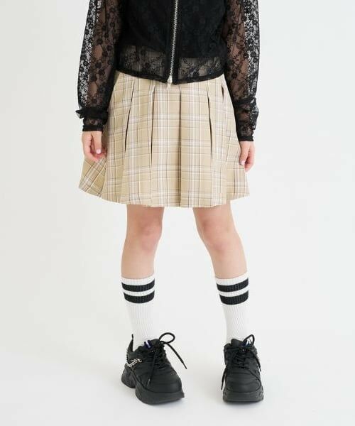 PINK-latte / ピンク ラテ ショート・ハーフ・半端丈パンツ | チェックフロントプリーツスカート（薄ベージュ）